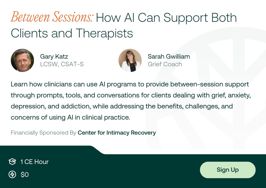 Between Sessions: How AI Can Support Both Clients and Therapists (A Case Study with Grief) - 1 On Demand CE